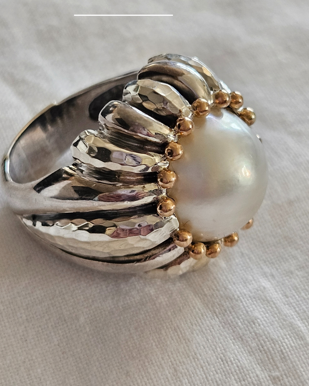 R817SKG - Sterling Silver with 18K Yellow and Lustrous Pearl