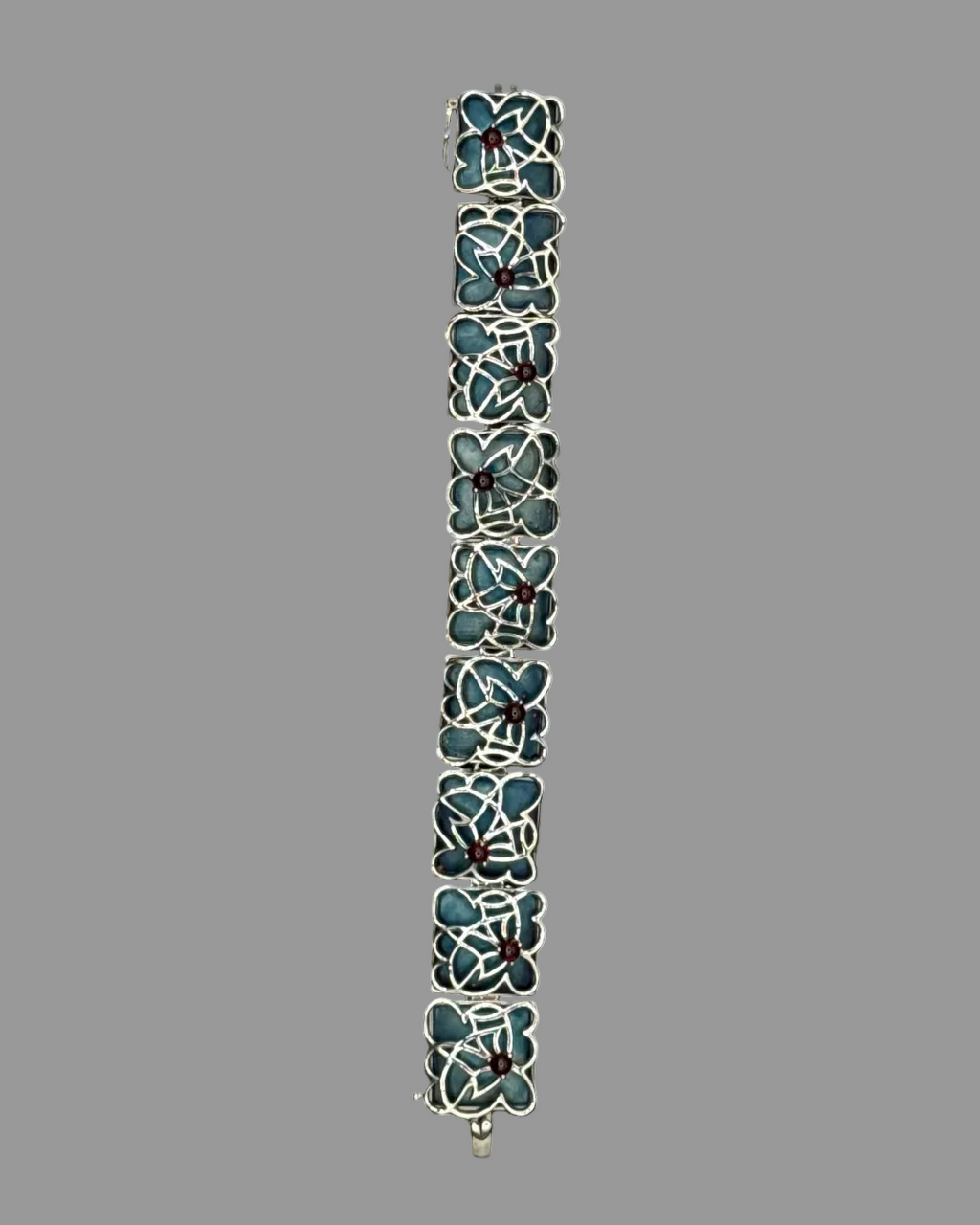 BR602SG - Sterling Silver with Enamel and Garnet Stone