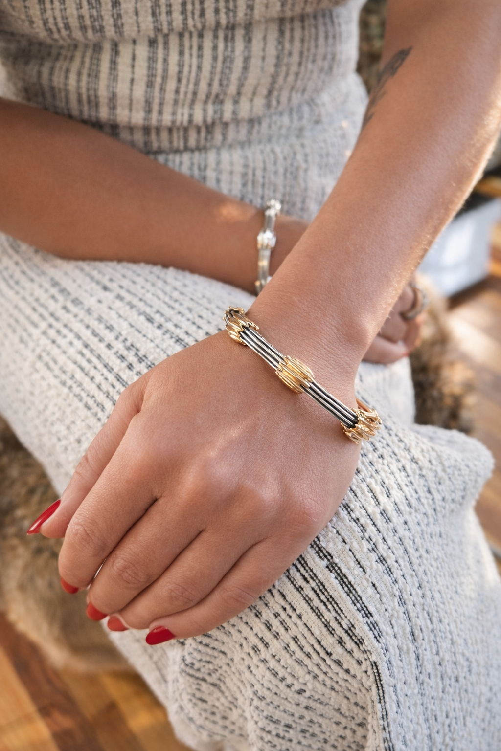 BR608SK - Sterling Silver with 18K Gold