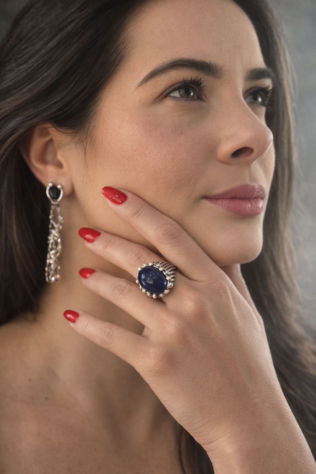 R805SKG - Sterling Silver with 18K Gold, Diamonds and Blue Tanzanite